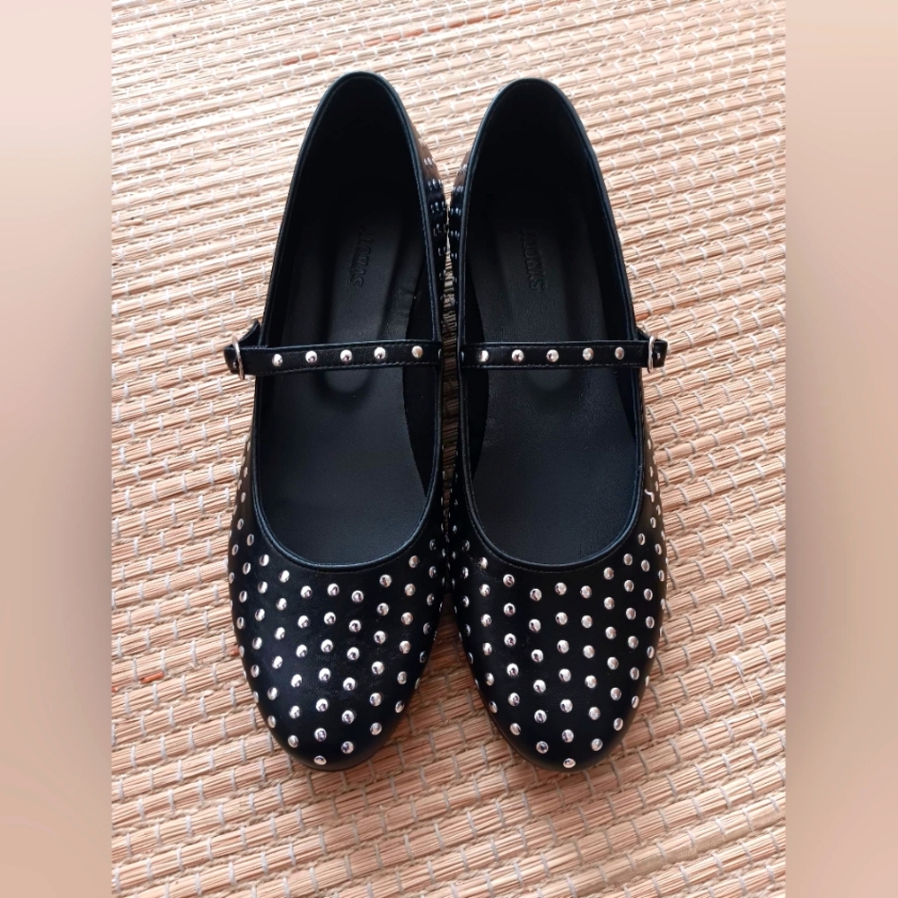 Studded Black Mary Jane Shoes